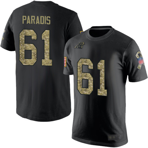 Carolina Panthers Men Black Camo Matt Paradis Salute to Service NFL Football #61 T Shirt